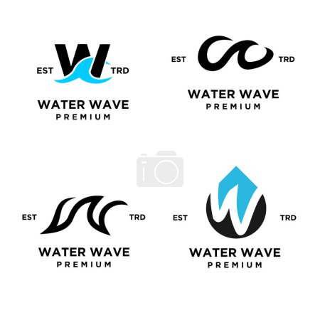 Illustration for W letter water initial design template illustration - Royalty Free Image