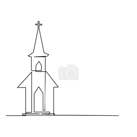 Église Modèle d'illustration en ligne continue unique