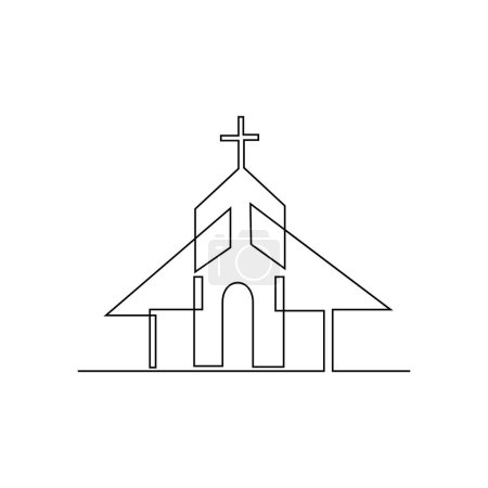 Illustration for Church Single continuous line illustration template - Royalty Free Image