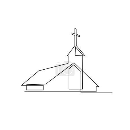 Illustration for Church Single continuous line illustration template - Royalty Free Image