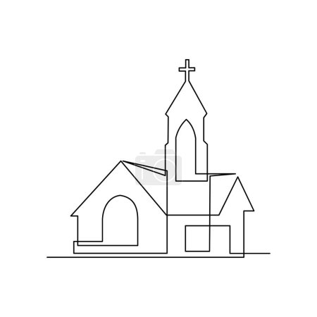 Iglesia Plantilla de ilustración de línea continua única