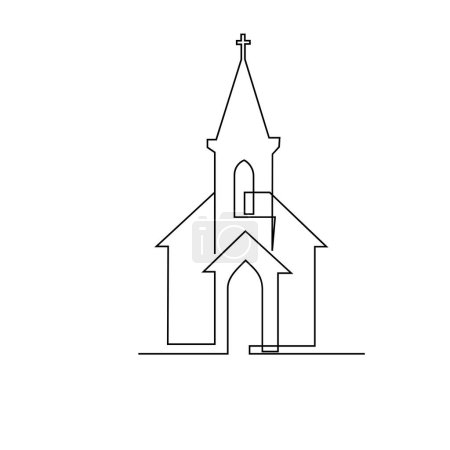 Ilustración de Iglesia Plantilla de ilustración de línea continua única - Imagen libre de derechos