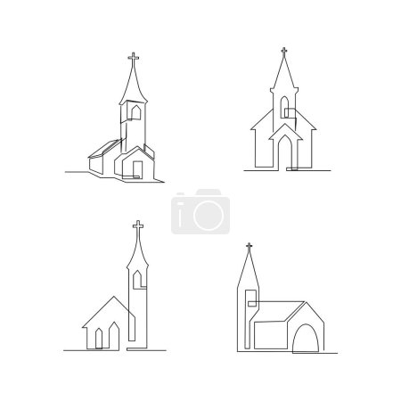 Iglesia Plantilla de ilustración de línea continua única