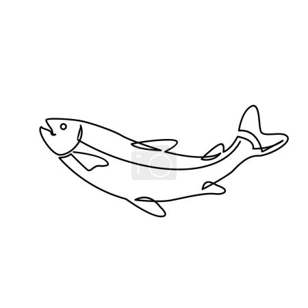 Ilustración de Salmon Fish plantilla de ilustración continua única - Imagen libre de derechos