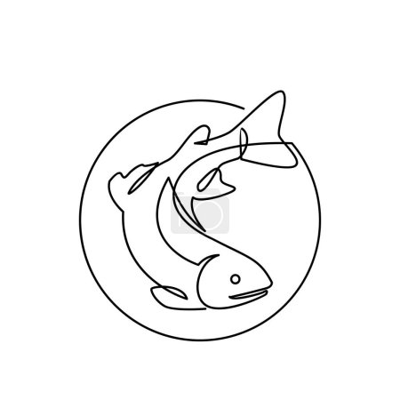 Salmon Fish single continuous illustration template