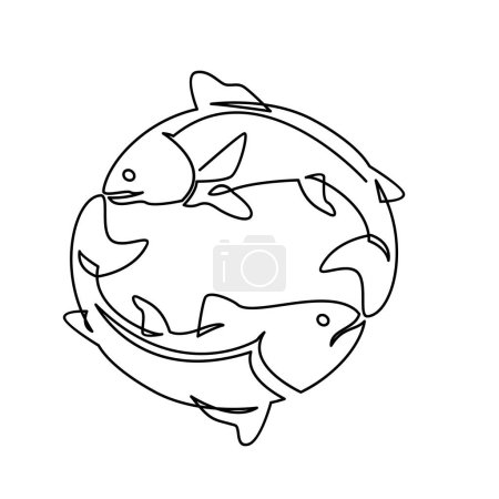 Illustration for Salmon Fish single continuous illustration template - Royalty Free Image