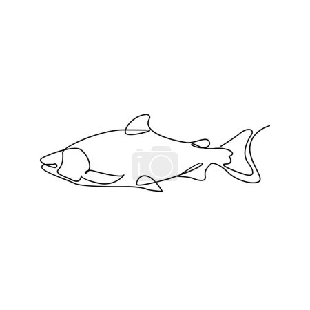 Illustration for Salmon fish single line illustration template - Royalty Free Image
