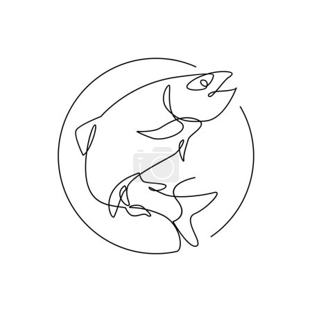 Plantilla de ilustración de una sola línea de salmón