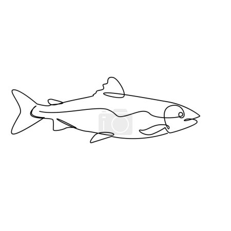 Téléchargez les illustrations : Modèle d'illustration d'une seule ligne de saumon - en licence libre de droit