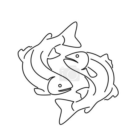Photo for Salmon Fish outline illustration template - Royalty Free Image