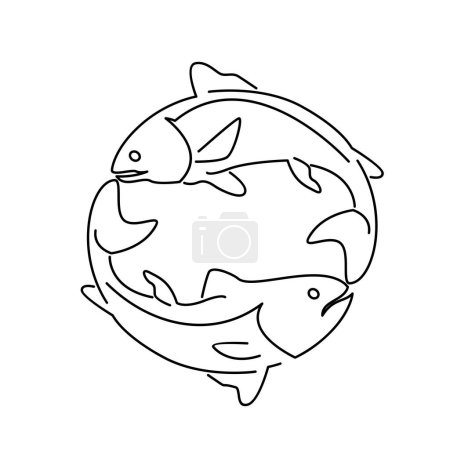 Salmon Fish outline illustration template