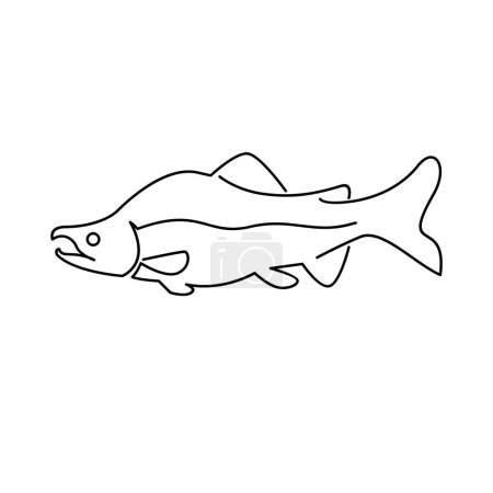 Modèle d'illustration de contour saumon poisson