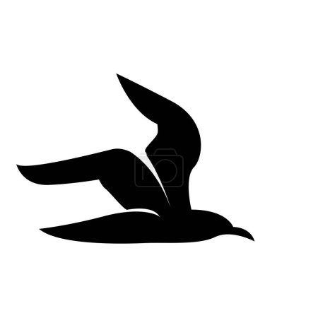 Téléchargez les illustrations : Silhouette de mouette noir blanc logo icône modèle de conception - en licence libre de droit