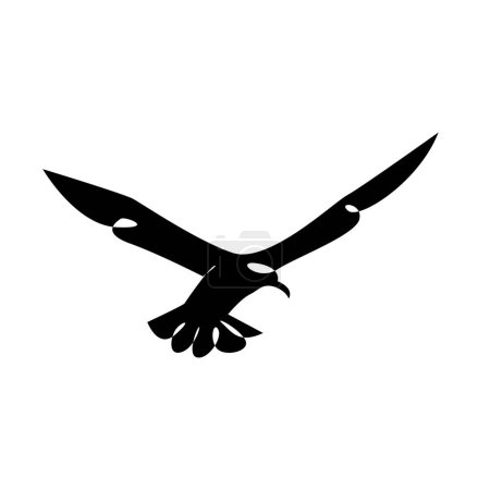 Illustration for Seagull silhouette black white logo icon design template - Royalty Free Image