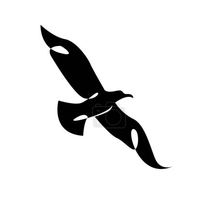 Téléchargez les illustrations : Silhouette de mouette noir blanc logo icône modèle de conception - en licence libre de droit