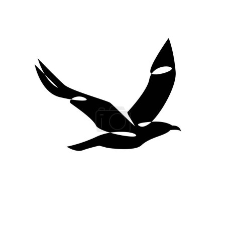 Illustration for Seagull silhouette black white logo icon design template - Royalty Free Image
