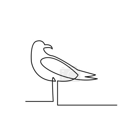 Ilustración de Plantilla de ilustración de diseño de icono de línea única gaviota - Imagen libre de derechos