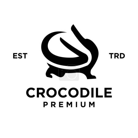 Téléchargez les illustrations : Modèle d'illustration de conception d'icône de crocodile - en licence libre de droit