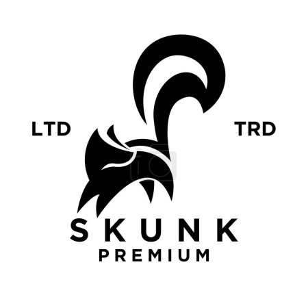 Ilustración de Skunk negro silueta blanca icono diseño ilustración plantilla - Imagen libre de derechos
