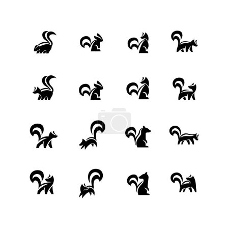 Ilustración de Skunk negro silueta blanca icono diseño ilustración plantilla - Imagen libre de derechos