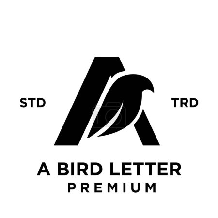 Téléchargez les illustrations : Modèle d'illustration de dessin d'icône de lettre Bird - en licence libre de droit