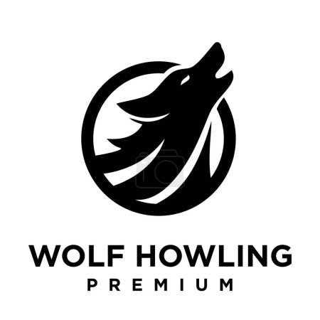 Téléchargez les illustrations : Wolf hurlement logo icône conception illustration modèle - en licence libre de droit