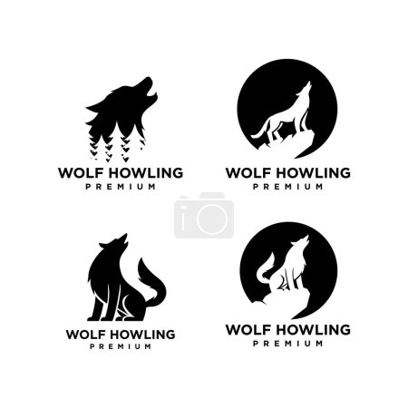 Illustration for Wolf howling logo icon design illustration template - Royalty Free Image
