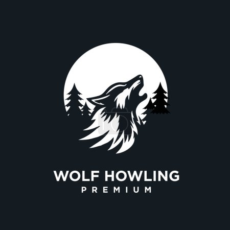 Illustration for Wolf howling head logo icon design illustration template - Royalty Free Image