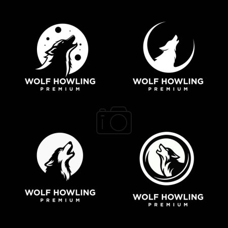 Illustration for Wolf howling head logo icon design illustration template - Royalty Free Image