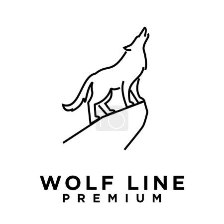 Téléchargez les illustrations : Loup ligne logo icône conception illustration modèle - en licence libre de droit