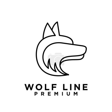 Ilustración de Línea de lobo logotipo icono diseño ilustración plantilla - Imagen libre de derechos