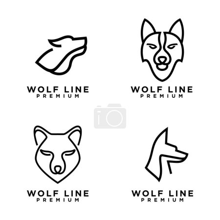 Illustration for Wolf line logo icon design illustration template - Royalty Free Image