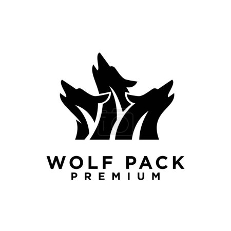 Ilustración de Lobo paquete logotipo icono diseño ilustración plantilla - Imagen libre de derechos