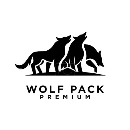 Illustration for Wolf pack logo icon design illustration template - Royalty Free Image