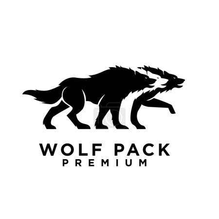 Téléchargez les illustrations : Loup pack logo icône conception illustration modèle - en licence libre de droit