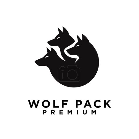 Illustration for Wolf pack logo icon design illustration template - Royalty Free Image