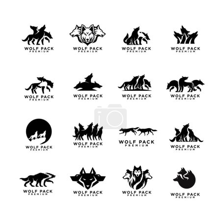 Ilustración de Lobo paquete logotipo icono diseño ilustración plantilla - Imagen libre de derechos