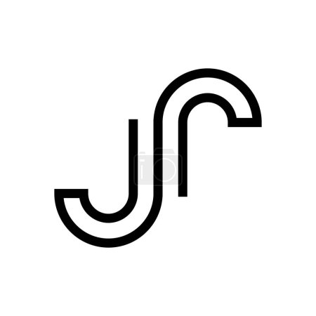 Ilustración del diseño del icono del logotipo del monograma de letra JR