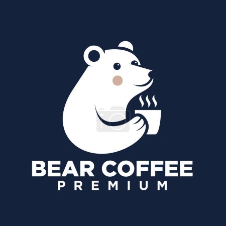 Illustration for Polar Bear Coffee logo icon illustration template design - Royalty Free Image
