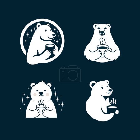Ilustración de Diseño de plantilla de ilustración de icono de logotipo de café oso polar - Imagen libre de derechos