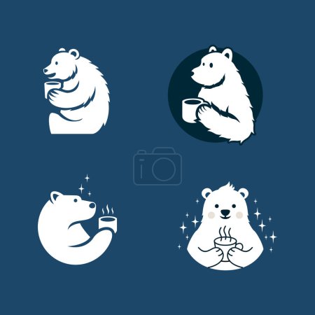 Polar Bear Coffee logo icon illustration template design