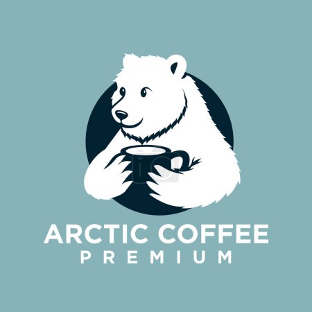 Diseño de plantilla de ilustración de icono de logotipo de café oso polar
