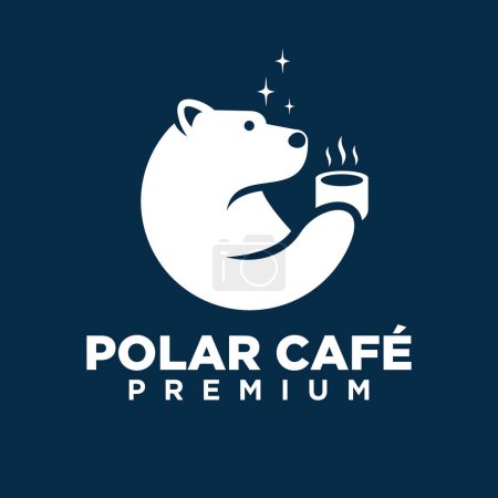 Illustration for Polar Bear Coffee logo icon illustration template design - Royalty Free Image