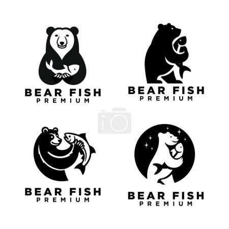 Ilustración de Plantilla de ilustración del diseño del icono del logotipo del pez de la explotación del oso - Imagen libre de derechos