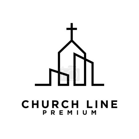 Illustration for Church single line logo - Royalty Free Image