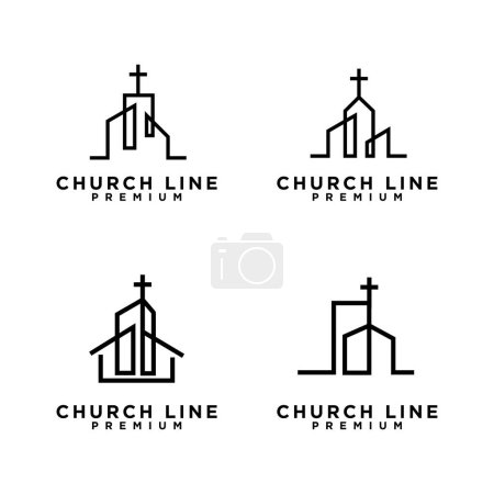 Illustration for Church single line logo - Royalty Free Image