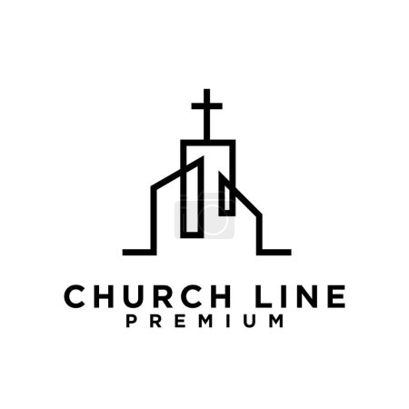 Ilustración de Iglesia sola línea logo - Imagen libre de derechos