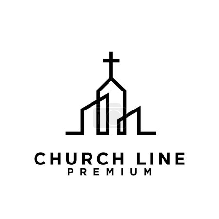 Ilustración de Iglesia sola línea logo - Imagen libre de derechos