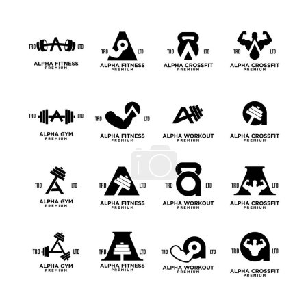 Ilustración de Gimnasio Carta Fitness Un icono de diseño inicial monograma - Imagen libre de derechos