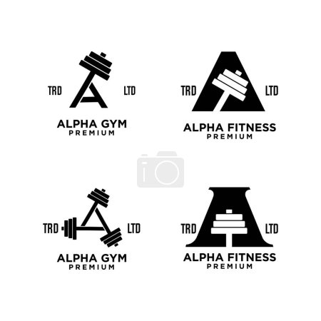 Téléchargez les illustrations : Gym Fitness lettre Une icône design monogramme initial - en licence libre de droit